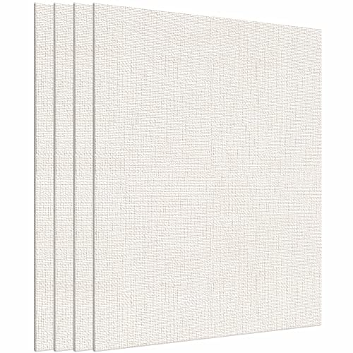 Image of Scholar Art Hobby Series 04 Oz (230 GSM) 100% Cotton Canvas Panel Board for Painting (White Blank Canvas Boards for Acrylic Paint, Oil Paint, Wet & Dry Media) | 06 inchx06 inch (15x15 cm), Pack of 4