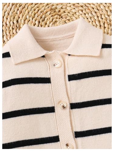 Verdusa Boy's Striped Button Down Sweater Old Money Long Sleeve Lapel Collar Casual Knit Tops3