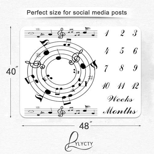 Image of Music Themed Baby Milestone Blanket Pentagram Baby Month Blanket 48x40 Inch Newborn Mom Gift Record Baby Growth Props BTLSLY1044