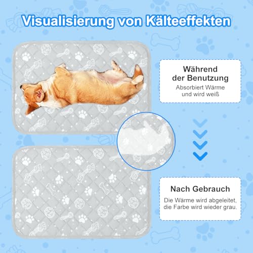 MH MYLUNE HOME Kühlmatte für Hunde Katze Thermochrome Hundekühlmatte Selbstkühlend rutschfest Wasserabsorbierend Tragbar Kühldecke für Hunde Hundedecke Kühlend Cooling Mat Dog- L 100 x 70 cm
