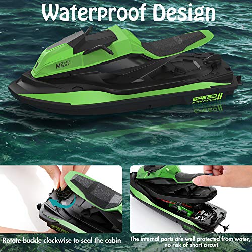 Remote Control Boat, 1:14 Scale 2.4Ghz High Speed RC Racing Boats for Pools and Lakes, Dual Motor, Low Battery Alarm, Speed Switch, Watercraft Toy for 14+ Kids, Green - Thumbnail 2