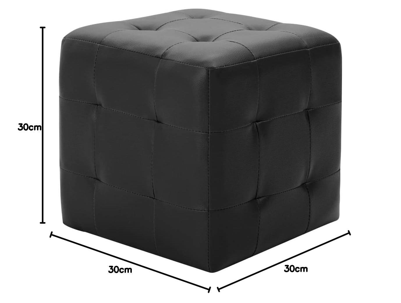 vidaXL 2X Poufs Tabouret Cube de Salle de Séjour Repose-Pied de Salon Ottoman Chambre à Coucher Maison Intérieur Confortable Noir Similicuir