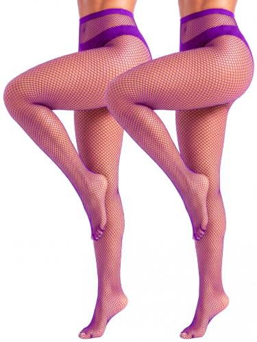Image of ZINTEDI 2 Pairs Womens Fishnet Stockings High Waist Tights Fishnets Fishnet Tights for Women