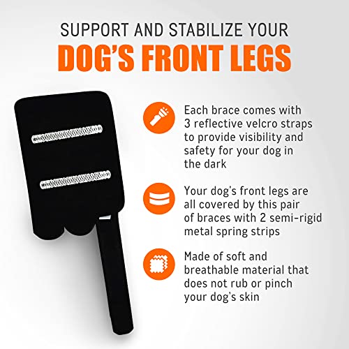 Neoally- Front Leg Brace For Dogs & Cats, Dog Leg Brace With Metal Spring Inserts, Dog Leg Sleeve For Carpal Support, Dog Leg Sleeve With Reflective Straps, Large To Xl, 1 Pair #TOP5