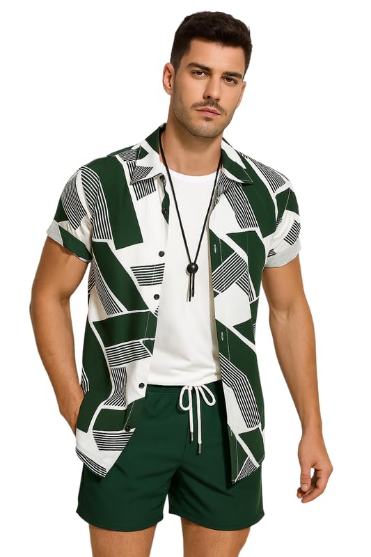 RK Enterprise Men’s Printed Co-Ord Set | Plus Size Casual Shirt & Shorts Set | Nightwear Pajama Suit, Loungewear, Beachwear & Vacation Outfit Design No Shirt-Short Set4-Parent-picture-31