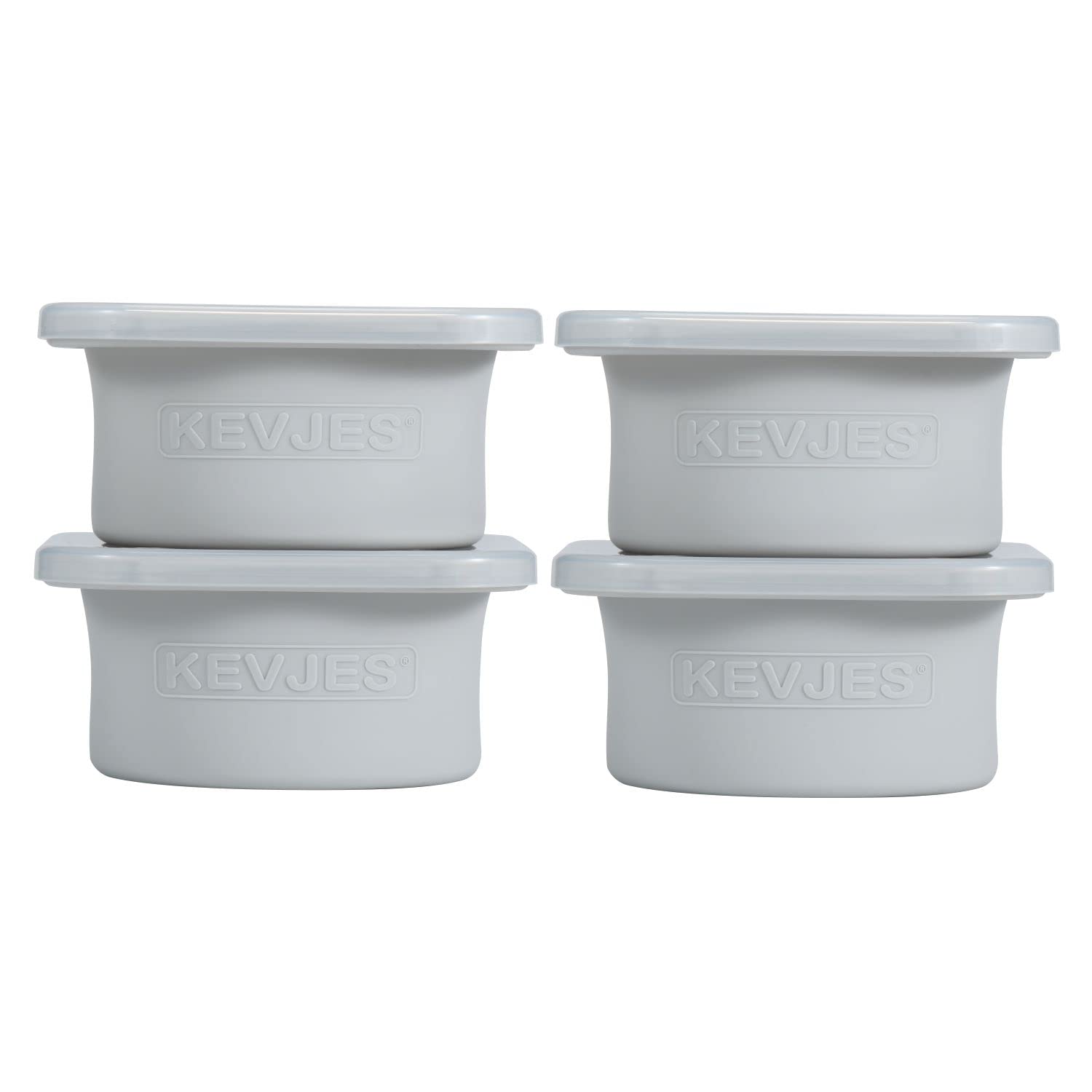 Stackable Silicone Artisan Pizza Dough Proofing Proving Containers with Lids-2/3/4/5 pack-500ml portion (Grey, 4 PACK)