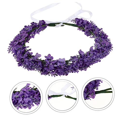 FRCOLOR Acessórios De Fadas Para Mulheres Tiara De Guirlanda Floral Capacete Floral Cabelo Lavanda G