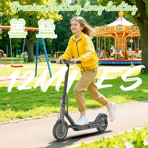 Image of WERHY Foldable Kids Electric Scooter, 350W Motor, Max 12 /16Miles Long Range, 19 MPH Max Speed, 8.5 inch Solid Tire, Lightweight Foldable E-Scooter with Dual Braking, Digital Display, Cruise Control