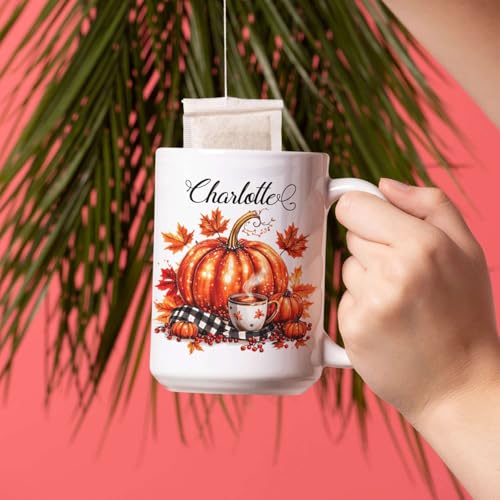 Taza personalizada otoño 11oz cerámica blanca miniatura 4