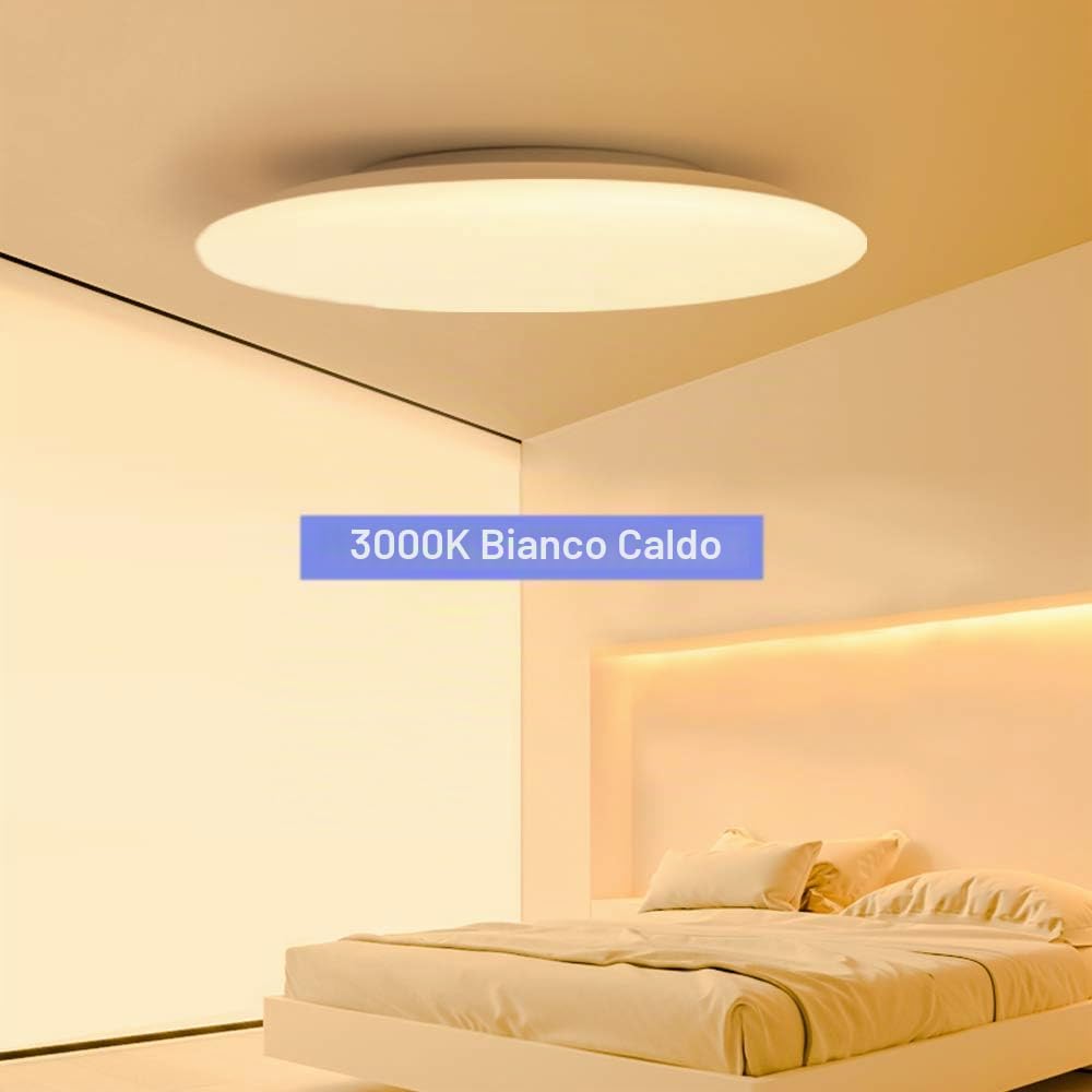 48W Φ50cm Plafoniera LED Compatibile Amazon Alexa Google Home Con Bluetooth Altoparlante Telecomando Luce Regolabile Cambia Colore RGB Lampada Da Soffitto WIFI Intelligente Per Soggiorno
