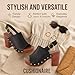 CUSHIONAIRE Women's Sisi Faux Wood Sandal +Comfort Foam & LiteSole Technology, Wide Widths Available, Black 8