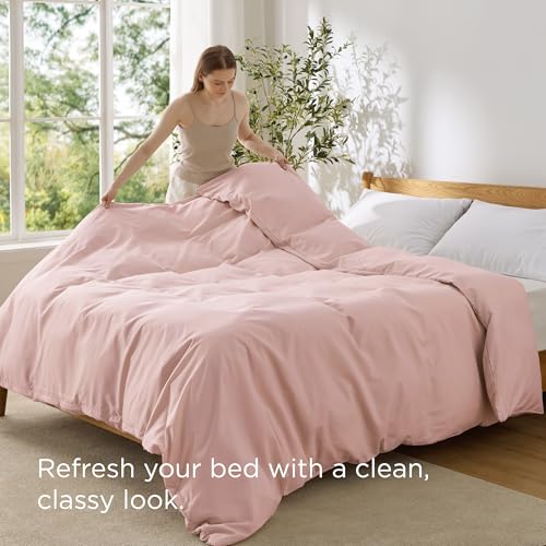 Image of Bedsure Duvet Cover Queen - Only Includes 1 Duvet Cover (90 inchx90 inch), Hotel Luxury Soft Double Brushed All Season Bedding for Kids & Adults, Zipper Closure, Blush Pink (No Comforter, No Pillow Shams)