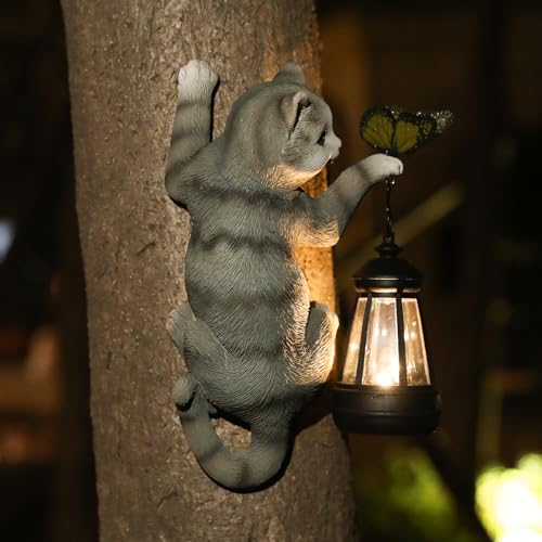 Statue de chat solaire pour jardin et décoration d'extérieur