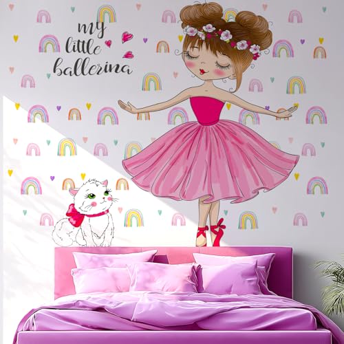 Vinilo Decorativo Ballerina Rainbow Cat para Habitaciones Infantiles miniatura 5