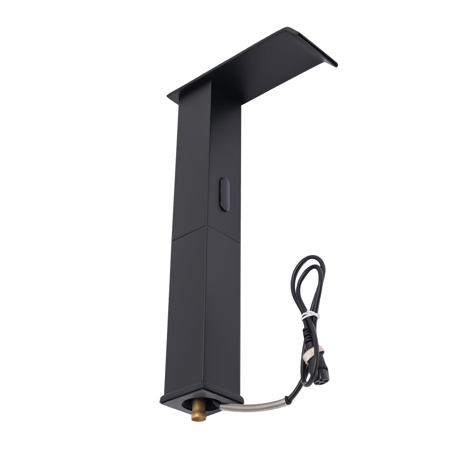 Grifo de latón con sensor infrarrojo alto, grifo de lavabo automático con válvula de temperatura ajustable, grifo mezclador sin contacto (negro)