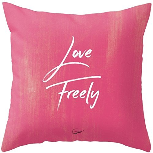 Love Freely Throw Pillows with Insert. Home Décor Red Pink Couch Pillows. Unique gift for her Inspirational Message Decorative Pillows sofa set. Perfect love Square Pillows (Faux Suede, 12x12 inch)