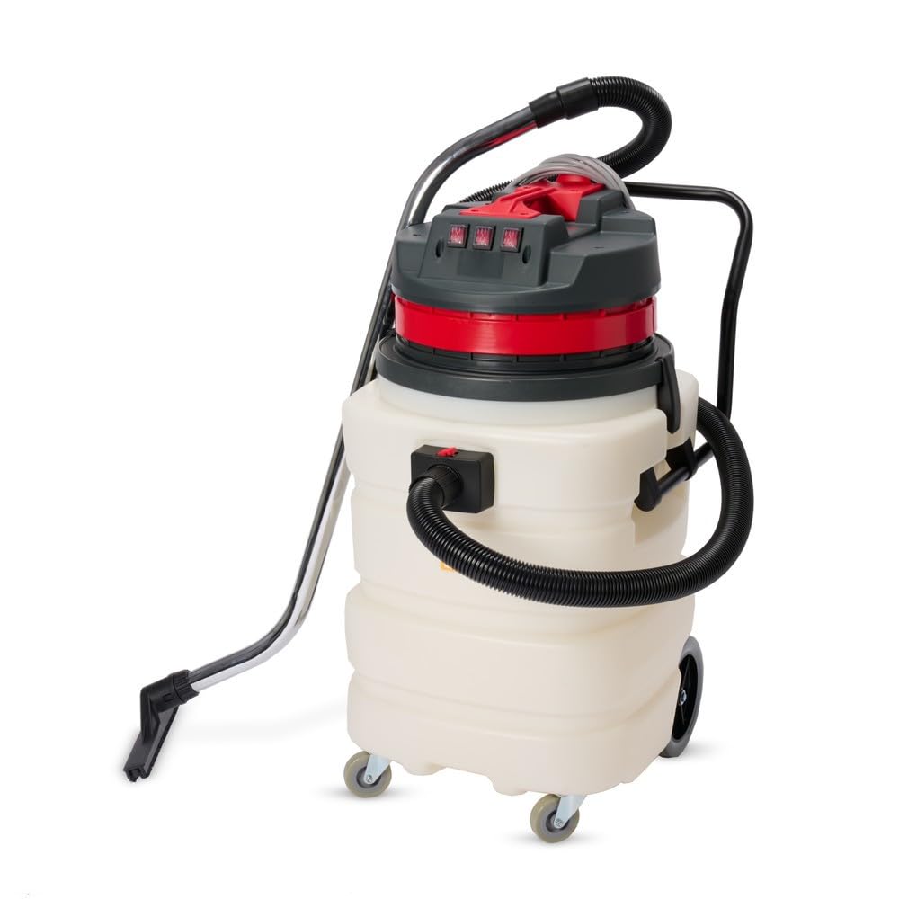 HEMMDAL Industriestaubsauger | 3.000 W | 90 Liter Fassungsvermögen | Nass-Trocken-Sauger mit 3 einzeln zuschaltbaren Saugmotoren | Kippfahrgestell | Zubehör für unterschiedliche Einsatzbereiche