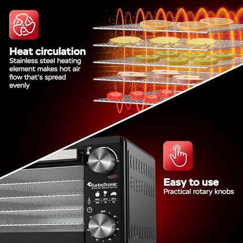 TurboWave BIO Dörrgerät komplett aus Metall, 14 Liter, 5x Einlegeboden, inkl. Timer und Rezeptheft (14 Liter) - 4