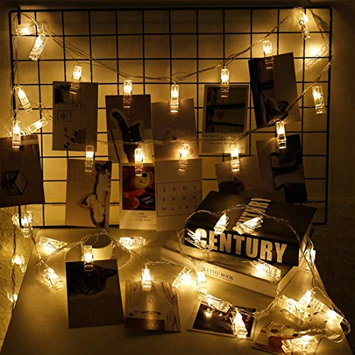 Warmoor 20 Led Photo Clips String Lights, 5M 16Ft Fairy Starry Lights Wall Decoration Light For Hanging Photos Paintings Pictures Cards Memos, Battery Powered, Warm White #TOP3