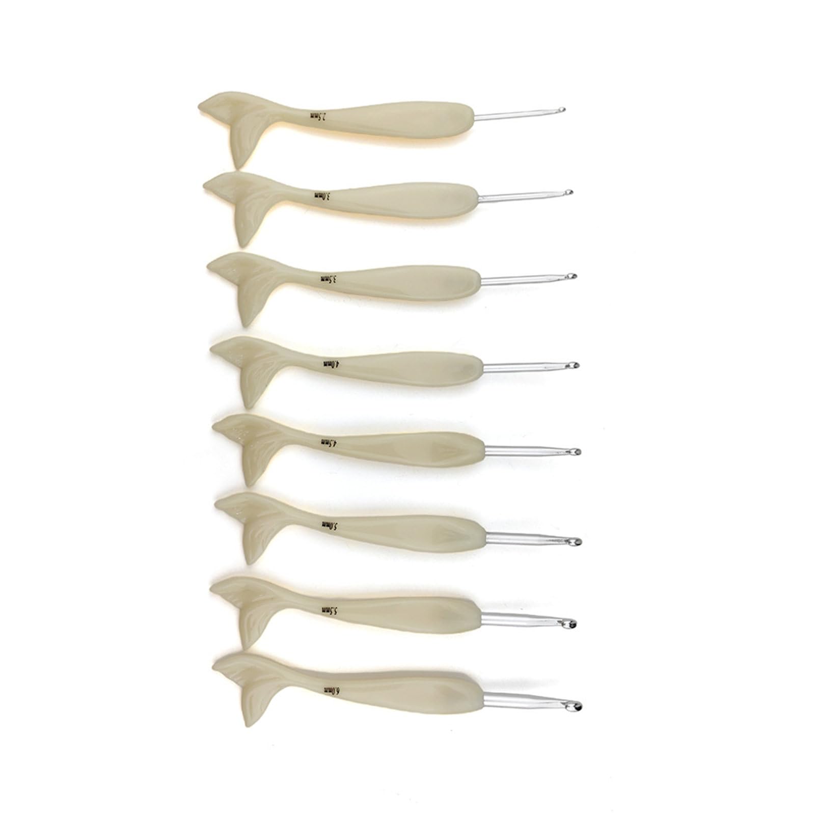 CUNZJIA 8Pcs Ergonomic Handle Crochet Hook 2.5mm-6.0mm Aluminum Crochet Hook with Resin Fish Tail Handle Hobbyist