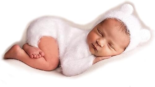 2 piezas de accesorios de fotografía para recién nacidos, trajes de fotos para niños, sesiones de fotos de bebé, disfraz de niña con sombrero de oso