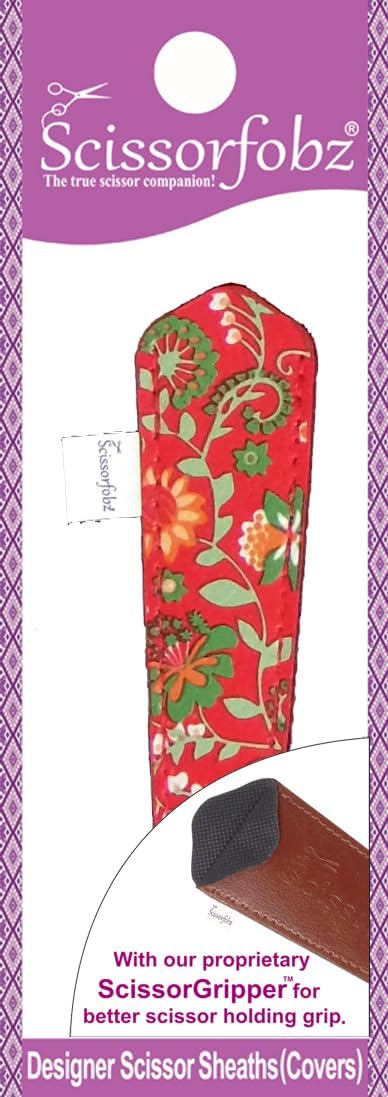 SCISSORFOBZ Designer Scissors Sheaths Shears Protective Covers-For Large Scissors - Turquoise Tropical Flowers Design-#SL-207