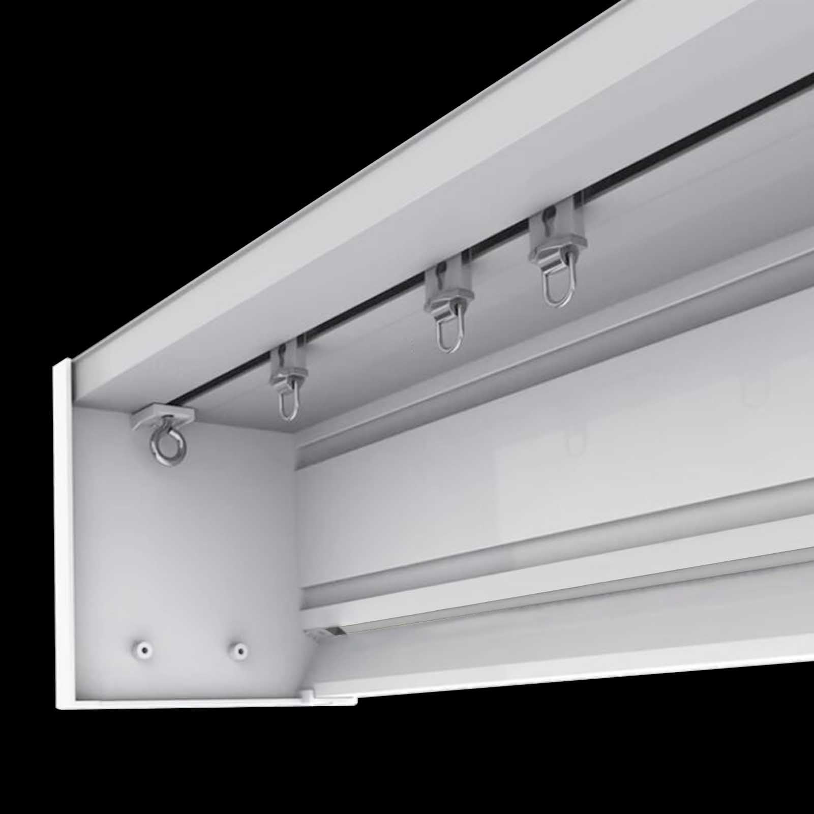 SFNIOKFG White Curtain Pelmet Cover with Single Track, Curtain Box Panel 12 x 12 cm, Wall Mounted Curtain Rail Rods with Brackets, Living Room Curtain Bar(240cm/7.9ft)
