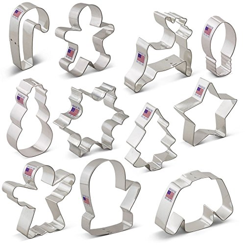 Ann Clark Christmas Cookie Cutters 11-Pc Set (Gingerbread Man, Christmas Tree, Candy Cane, Reindeer and more) Made in USA