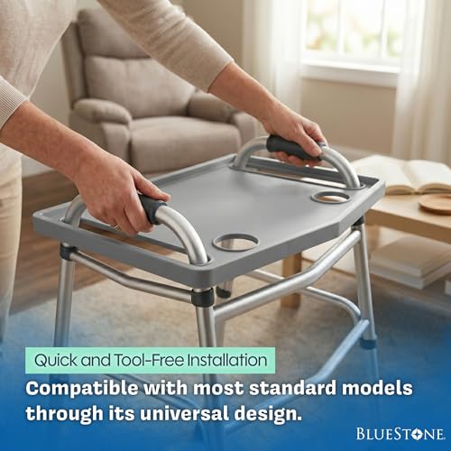 Bluestone Walker Tray- Upright with Holders-Universal Table Fits Most Standard Folding Walkers-Home Mobility Medical Equipment Accessories, 1 Count (Pack of 1) by Bluestone - Image 6