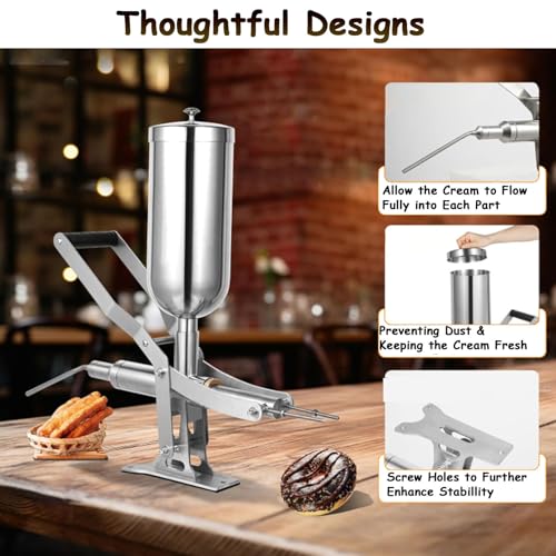 Máquina de llenado manual de mermelada de crema para postres de donas, acero inoxidable con 4 tubos, ideal para uso en cocina y restaurante