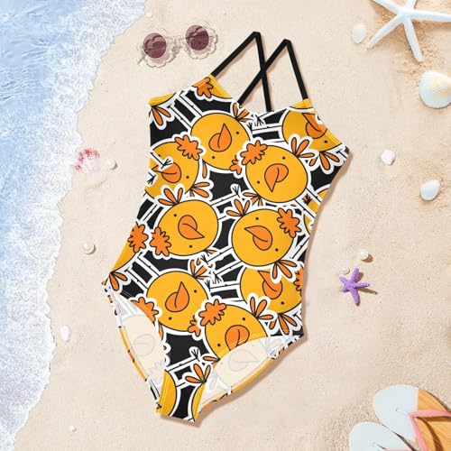 Image of Girls one Piece Swimsuit Summer UPF 50+ Quick Dry Beach Bathing Suit with Straps Swimwear 3-10 Years
