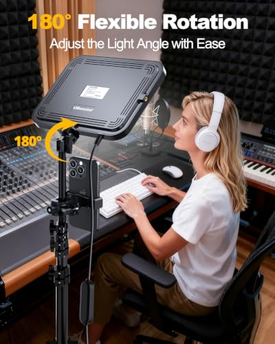 Image of UBeesize 1-Pack LED Video Light Kit with Tripod & Phone Holder | 3000-6500K Dimmable Lighting for Makeup, Gaming & Streaming