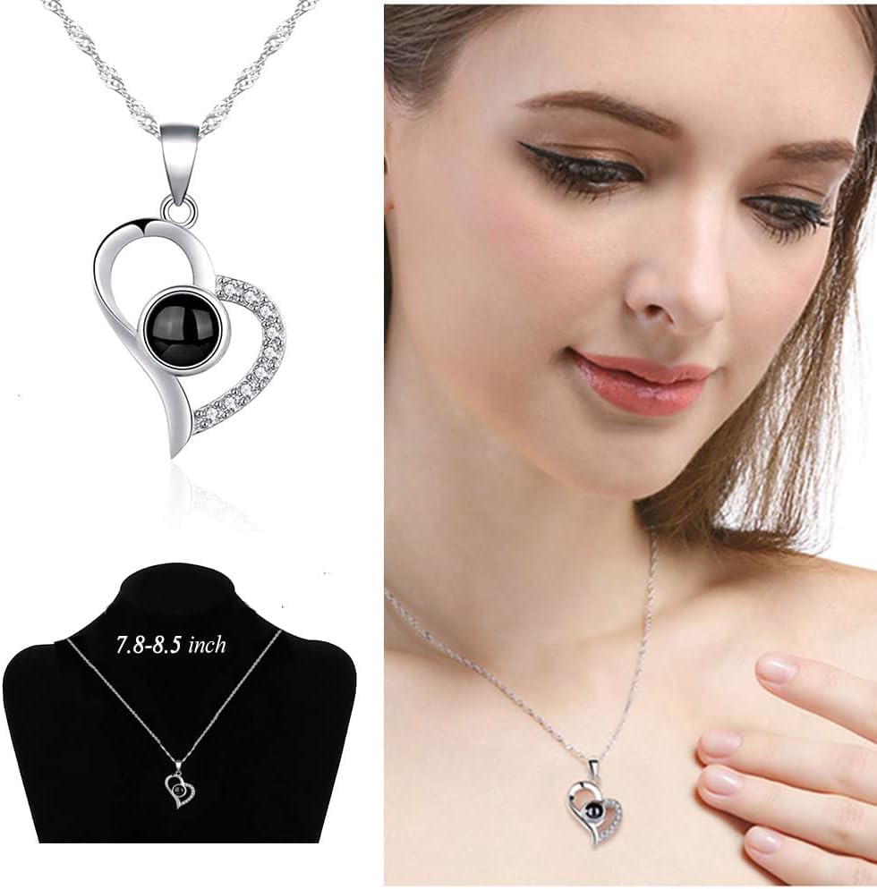 Miniatura 2 de PERRYANDMOON Regalos para el día de la madre, rosas reales preservadas con collar "I Love You", regalos para mamá, regalos para esposa, novia, mamá