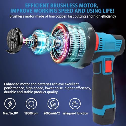 Image of Mini Angle Grinder Machine with 48V-2 Rechargeable Battery |19500 RPM With Abrasive Wheels for Cutting, Grinding & Polishing Metal, Marble & Stone Cutting with Spindle Lock and Toggle Switch.