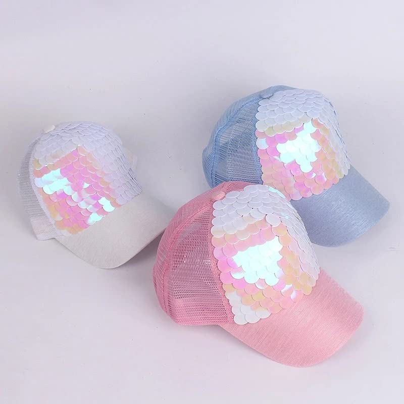 WHLTYH Summer Geometric Color Sequin Mesh Baseball Caps Boys and Girls Outdoor Travel Matching Adjustable2