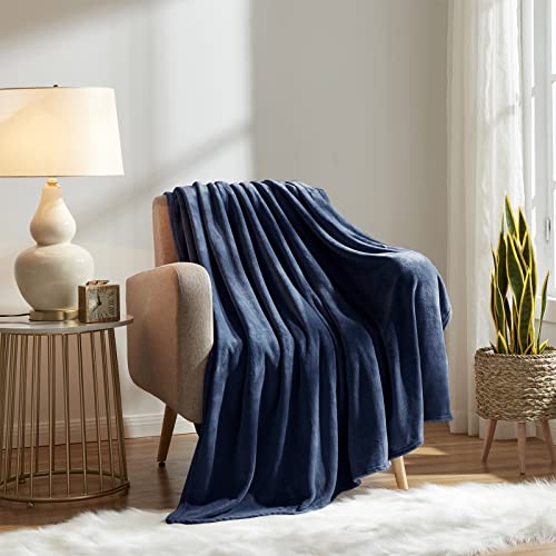 Image of KMUSET Fleece Blanket Twin Size Navy Lightweight Throw Blanket Super Soft Cozy Microfiber Blanket Factory Shop