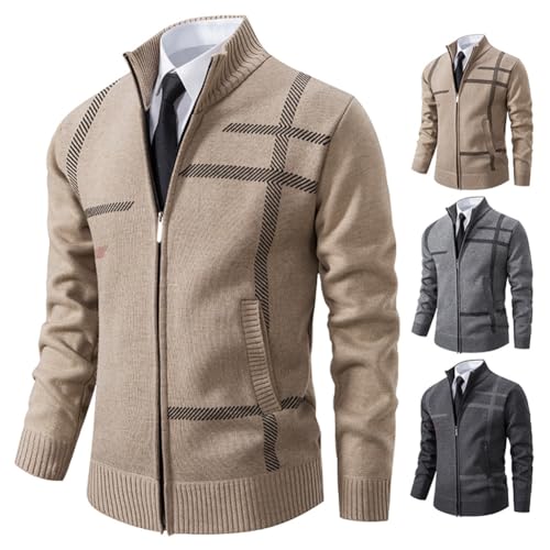 Zip Up Cardigan Sweater for Men Stand Up Collar Sweater Shirt Long Sleeve Casual Sweater Coat4