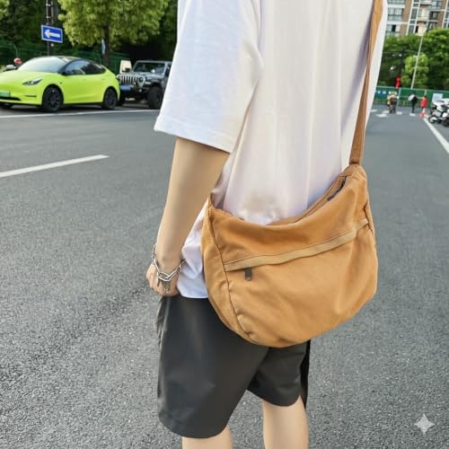 Image of Canvas Casual Messenger Bag Hobo Crossbody Bag Canvas Shouder Tote Handbag for Women and Men