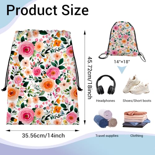 Image of Drawstring Storage Bag Rose Flower Gym Bag for Storage Shoes Fitness Cycling