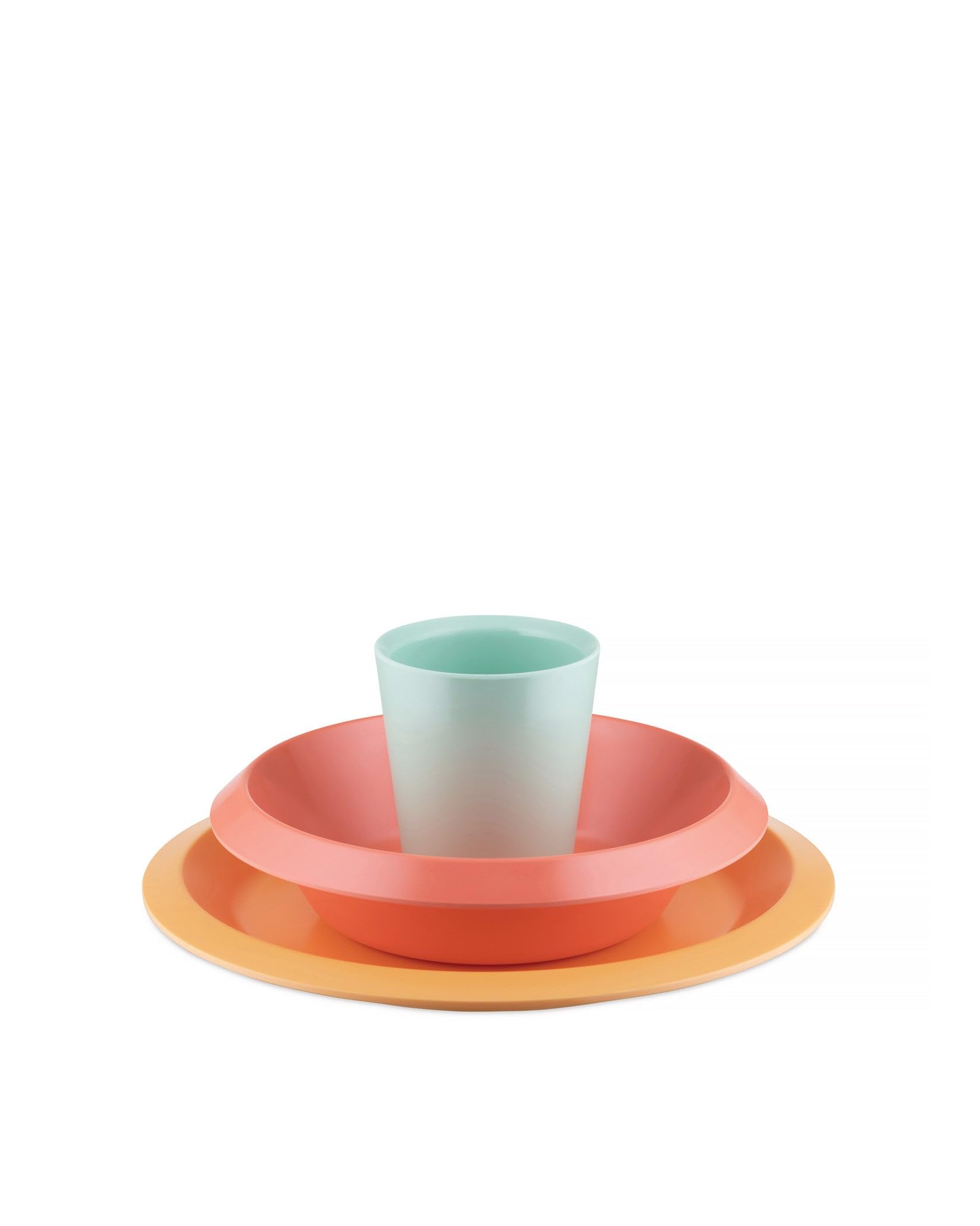 Alessi Multicolor Giro Kids Collection Uns05s1, Children Tableware In Melamine. Dinner Plate, Bowl, Tumbler.