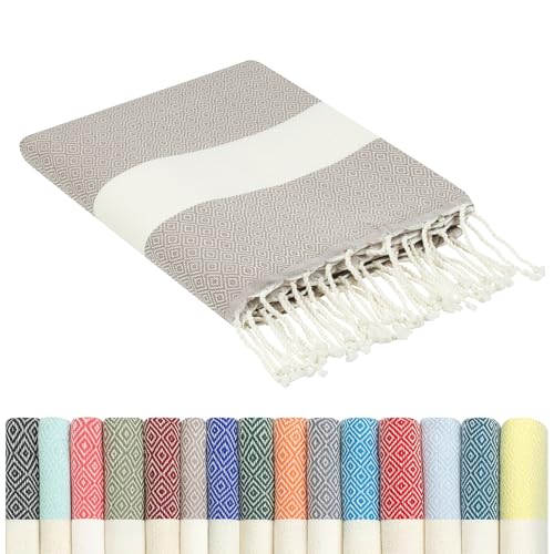 furora Holiday Toalla Playa Grande, Algodon 100 x 200 cm - Compacto, Ligero, Suave | Fouta Beach Towel con Flecos, Pareo, Toallas Piscina Mujer + Hombre | Manta de Viaje y Playa y Manta Picnic