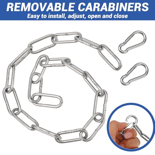 YQQYG Edelstahlkette Torkette, Metall Kettenschloss, Kettenglieder Tor Metallkette, Gliederkette mit Karabinern, Edelstahlkette Für Hundekette Ankerkette Wäschekette Schwenkkette