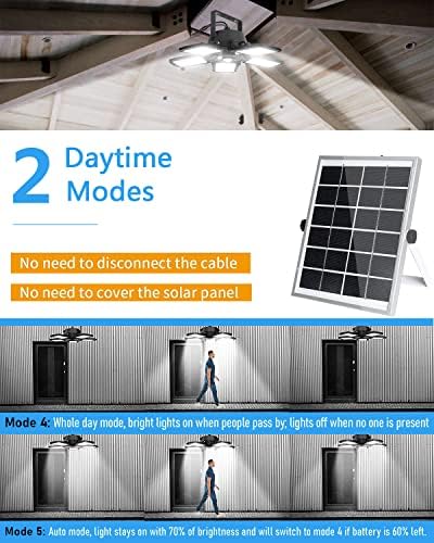 Solar Pendant Light with Remote,160 LED 1200LM Solar Powered Shed Light with 120°Adjustable Solar Security Motion Sensor Light for Outdoor Garden Terrace Courtyard IP65 Waterproof,6 Modes
