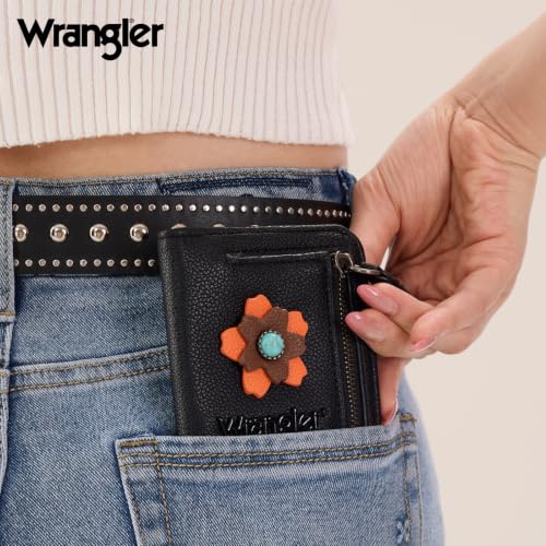 Image of Montana West X Wrangler Slim Wallet Women Small Rfid Blocking Wallets Bifold Credit Card Holder Wallets with Zipper Pocket