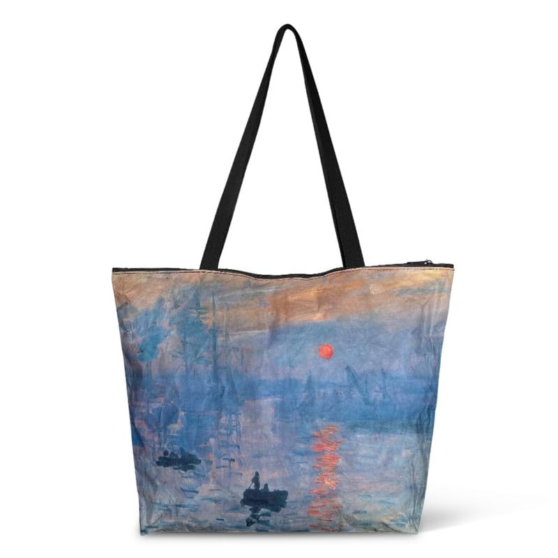 Image of Art Lover Zippered Tote Bag Waterproof Large Work Tote Bags, Artwork Women's Purse Handbags Travel Totes
