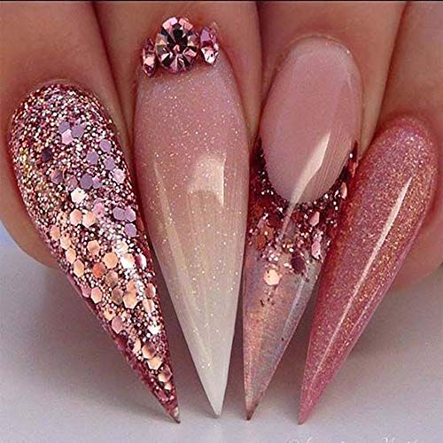 WLKK 8PCS Nail Glitter, Aluminium Roségold Pailletten Flake Nail Art Shimmer Powder für UV Gel Gel Nagel Paillette Mix… – Bild 5
