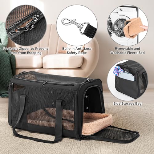 Petsfit Transportbox für Katzen – Faltbare Transporttasche für Haustiere bis 5 kg mit Netzfenstern & Innenkissen – ideal fürs Auto, Reisen & Tierarztbesuche – auch für kleine Hunde geeignet