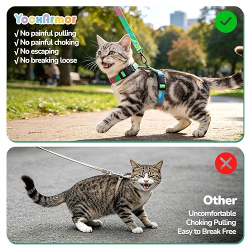 Arnés para gatos pequeños y grandes YooxArmor tipo H con chaleco acolchado y correa 5
