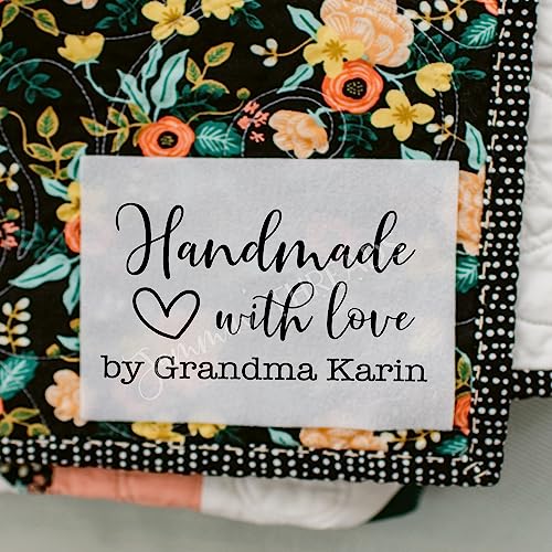 Handmade With Love - Cute, Personalized Quilt Label on 100% Cotton fabric