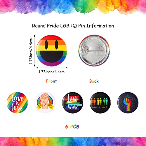 Reginary Rainbow Tote Bag Pride Gift Bag Rainbow Beach LGBT Reusable Laptop Handbags with 6 Pcs Round LGBT Pins Cute Badge for Women Men Work Study Pride Parade Wedding Party Gifts, 14. 76" x 12. 99"3